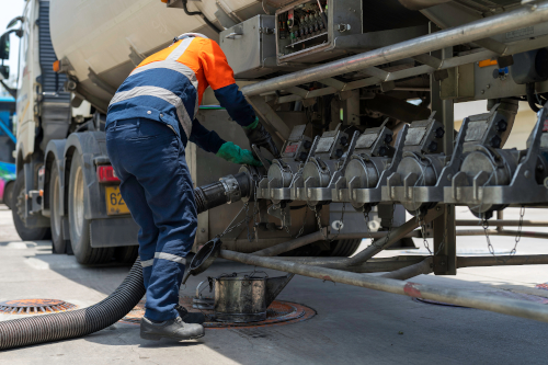 Loading HGV tanker with dangerous goods